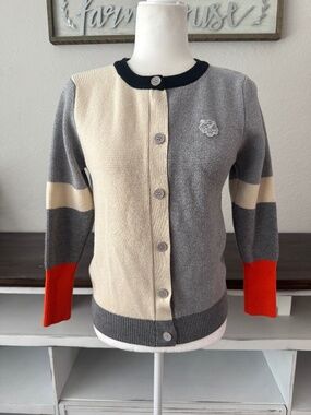 Kenzo Colorblock Tiger Logo Cardigan Sweater Women's Size S